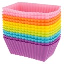 Moldes rectangulares de silicona para hornear 12 pcs. Cestos de colores con paredes acanaladas 6,5 x 4,3 x 2,5 cm Resistentes a temperaturas de -40 a 3