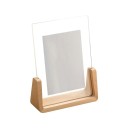 Moldura de fotos criativa transparente 10,2 x 15,2 cm Acrílico Base de madeira 4,6 x 1 cm Bétula ou noz Decoração de mesa moderna 6