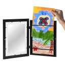 Moldura infantil com abertura magnética 21x30 cm Moldura para desenhos e imagens Moldura de madeira intercambiável com acrílico para cartazes e fotos infantis 2