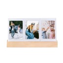 Moldura LED para três fotografias iluminada 17 x 3 x 9,3 cm acrílico madeira a pilhas moldura decorativa de pé para casa 1