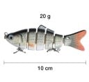 Momeală de pescuit segmentată din 6 segmente Pentru știuci și păstrăvi Ochi 3D reali Două cârlige triple Lungime 10 cm Greutate 16,5 g Apă 3