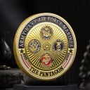 Moneda Conmemorativa Ministerio de Defensa de EE. UU. Pentágono Ejército Marina Fuerza Aérea y Cuerpo de Marines Doble Cara 4 cm Metal Dorado con Relieve de Águila 3