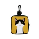 Monedero impermeable de 10 x 10 x 2,5 cm, color amarillo, gran capacidad, estampado de gato, poliéster, ideal como regalo para niños y adultos. 1