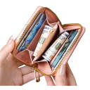 Monedero pequeño con cremallera para mujer, de piel sintética, estilo japonés y coreano, de 11 x 9 x 2 cm, de gran capacidad. 2