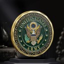 Moneta Commemorativa dell'Esercito Americano Veterana Militare 4 cm Metallo Dorato con Dettagli Neri e Arancioni Rilievo Doppio con Stella e Aquila 4