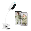 Monitor de bebé WiFi HD 2K con detección de llanto Visión nocturna en color Cámara de 150° Aplicación Micro SD/Cloud Cuello de cisne flexible 2
