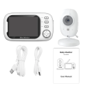 Monitor de vídeo sem fios com visão nocturna Ecrã de 3,5 polegadas Monitor de temperatura Lembrete de alimentação Bateria de 1500 mAh Som bidirecional 2