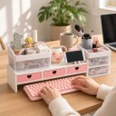 Monitor Stand with Three Drawers and Phone Holder Desk Organiser 503 x 120 x 183 mm Space for Keyboard For Office and Home 6