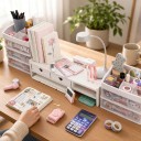 Monitor Stand with Three Drawers and Phone Holder Desk Organiser 503 x 120 x 183 mm Space for Keyboard For Office and Home 5