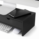 Monitorstandaard 47 x 18 x 11 cm met twee lades en ruimte voor een toetsenbord onder het bureau als organizer voor de werkplek 4