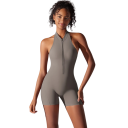 Mono deportivo para mujer Top y pantalones cortos Con cremallera en el escote Espalda descubierta Mono de nylon y spandex 18