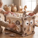 Montessori Active Cube Owl 22.5 x 12.6 x 12.6 cm With Mole Game, Fishing and Xylophone Educational Toy for Children Aged 3 Years and Up 5