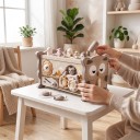 Montessori aktívna kocka Sova 22,5 x 12,6 x 12,6 cm S hrou na krta rybařením a xylofonom Edukačná hračka pre deti od 3 rokov 3