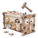 Montessori aktivní kostka Sova 22,5 x 12,6 x 12,6 cm S hrou na krtka rybařením a xylofonem Edukační hračka pro děti od 3 let 1