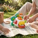 Montessori busy ball líška 15,1 x 13 x 12,5 cm Senzorická hračka s tkaničkou a prackou Točiaca káča Hračka pre jemnú motoriku detí 2