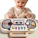 Montessori busy board magnetofon 29 x 17,8 x 4,7 cm Muzyczna zabawka z LED światłami, przełącznikami i 5 melodiami Drewno i ABS Dla motoryki małej 4