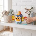 Montessori busy board pingwin 17 x 13 cm Senzoryczna kostka z wyskakującą figurką i kluczem Zabawka do rozwijania motoryki małej w podróży dla dzieci 3
