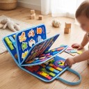 Montessori Busy Book 28 x 22 cm Felt Activity Book with Removable Cards and Clock Travel Toy for Children 5