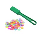 Montessori Magnetic Stick 20x2.95x7x1.26 cm and 100 pcs Tokens 1.9 cm Educational Game Counting Colours Bingo Transparent Plastic Tokens 5