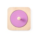 Montessori rompecabezas de madera con espejo 12 x 12 cm Parte circular con asa Juguete sensorial para bebés y niños pequeños Rosa 1