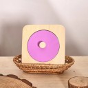 Montessori Wooden Shape Sorter with Mirror 12 x 12 cm Round Piece with Handle Sensory Toy for Babies and Toddlers Pink 4