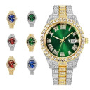 Montres à quartz élégantes avec diamants 42 mm Bracelet en acier inoxydable Calendrier Date Design moderne Montres résistantes 9