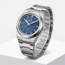 Montres automatiques pour hommes de luxe avec date Verre saphir Boîtier 40 mm Acier inoxydable Cadran bleu Bracelet intégré Pour tous les jours 1