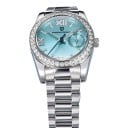 Montres de luxe pour femmes avec pierres Stries romaines et date à aiguilles Boîtier de 32 mm Verre saphir Acier inoxydable Étanche Pour tous 4