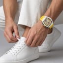 Montres de sport pour hommes ONOLA Skeleton avec date et aiguilles lumineuses Étanches 30 m Boîtier 45 x 51 mm Bracelet en silicone 9