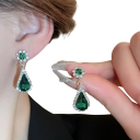 Monumentaler Halsreifen mit Ohrringen Edelsteinsatz Kupferlegierung Luxuriöser leichter Hochzeitsschmuck für Frauen 3