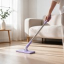 Mop mini portátil com troca automática de toalhas de papel 70 cm Cabeça rotativa 360° 16 x 8 cm Plástico Roxo Para pisos Janelas e azulejos 2