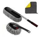Mop télescopique pour lavage de voiture Plastique Microfibre Ensemble 3 pcs Brosse longue Brosse petite Serviette Nettoyage carrosserie Lavage sans traces Accessoires automobile 6