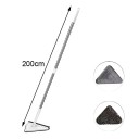 Mop triangular profissional 360° rotativo 200 cm com vara telescópica Limpeza a seco e a húmido Capa lavável para tectos, pavimentos e janelas 2