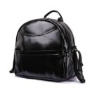 Mor-bag til babyudstyr i glat sort PU-læder Rummeligt hovedrum og lommer Skulderremme og håndtag Mål 36 x 12 x 32 cm 1