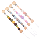 Mordedor de silicona con pinza para chupete Cuentas de madera y silicona Juguete para bebés de 0 a 36 meses Pulsera calmante y mordedor 6