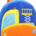 Mørkeblå rygsæk til børn 26 x 24 x 10 cm med løfteplatform og skæve mekanisme med to lynlåslommer og orange stropper 2