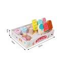 Mostrador de helados de madera Juguete Montessori para niños Soporte con vasos 6 sabores de helados menú y dinero de juguete Accesorio de cocina para jugar 6