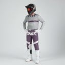 Motocross sæt trøje og bukser Perforeret trøje med lange ærmer og bukser med spænde Polyester og nylon Grå trøje og lilla bukser 3