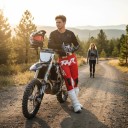 Motocross Set Jersey and Trousers Perforated Long Sleeve Jersey and Buckle Trousers Polyester and Nylon Black Jersey and Red Trousers 5