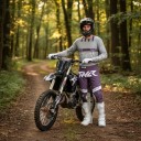 Motocross Set Jersey and Trousers Perforated Long Sleeve Jersey and Trousers with Buckle Polyester and Nylon Grey Jersey and Purple Trousers 6