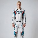 Motocross set met lange mouwen en broek met blauwe en rode accenten en een gesp in de taille voor enduro en quad wit 3