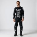 Motocross-Set mit langärmligem Trikot und Hose im grauen Camouflage-Muster mit weißen Aufdrucken für Enduro und Quadfahren schwarz 2
