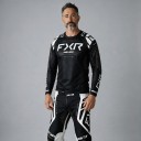 Motocross-Set mit langärmligem Trikot und Hose mit weißen Paneelen an den Knien und Hosenbeinen für das Fahren mit dem Motorrad und Quad in Schwarz 3