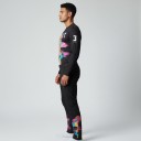 Motocross set shirt en broek Perforated shirt met lange mouwen en broek met gesp Polyester en nylon Zwart met kleurrijk regenboogpatroon 3