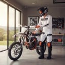 Motocross-Set Trikot und Hose Perforiertes Trikot mit langen Ärmeln und Hose mit Schnalle Polyester und Nylon Weiß 7
