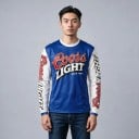 Motocross-Shirt mit langen Ärmeln und auffälligem Aufdruck über die gesamte Brust und entlang beider Ärmel für das Fahren 2
