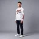 Motocross T-shirt met lange mouwen en opvallende opdruk over de hele borst en langs beide mouwen voor het rijden op een terreinmotor 5
