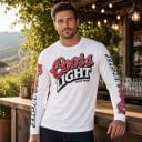 Motocross T-shirt met lange mouwen en opvallende opdruk over de hele borst en langs beide mouwen voor het rijden op een terreinmotor 6