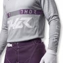 Motocrossset tröja och byxor Perforerad tröja med långa ärmar och byxor med spänne Polyester och nylon Grå tröja och lila byxor 5