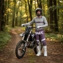 Motocrossset tröja och byxor Perforerad tröja med långa ärmar och byxor med spänne Polyester och nylon Grå tröja och lila byxor 6